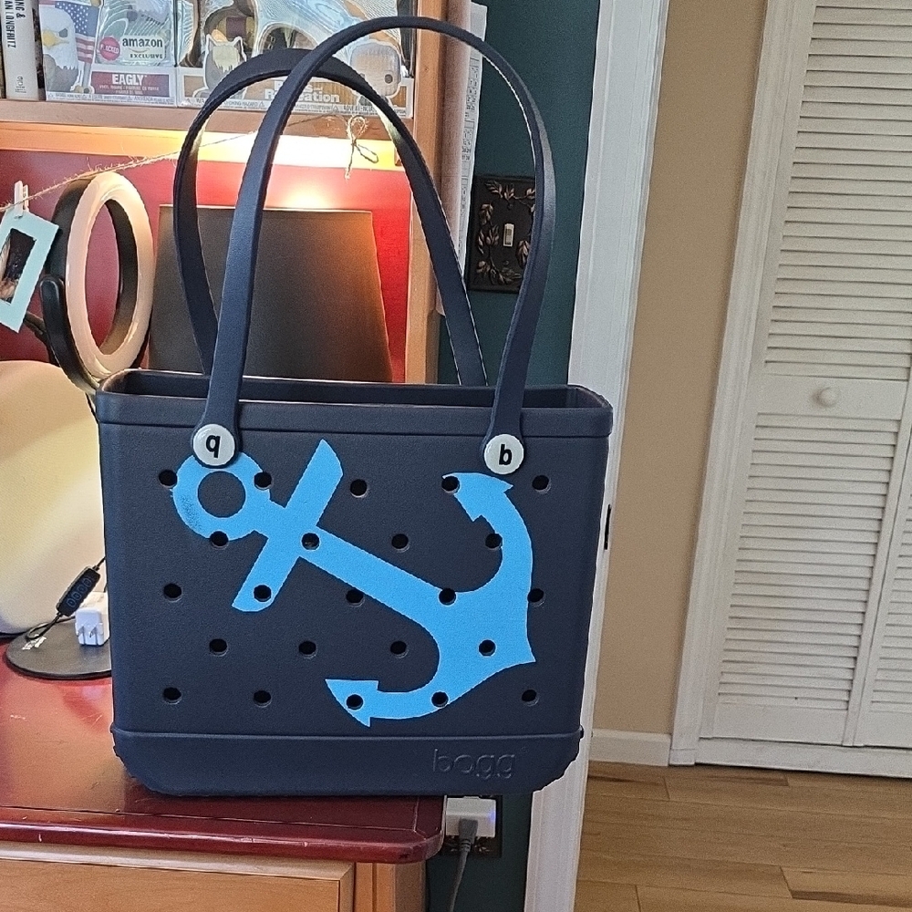 BOGG BAG Navy Blue Anchor Shoulder Bag